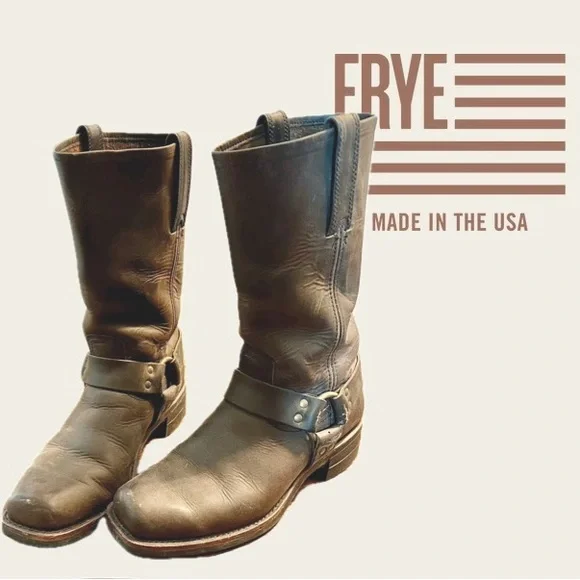 Frye Harness 12r Moto boots in brown - Picture 1 of 13